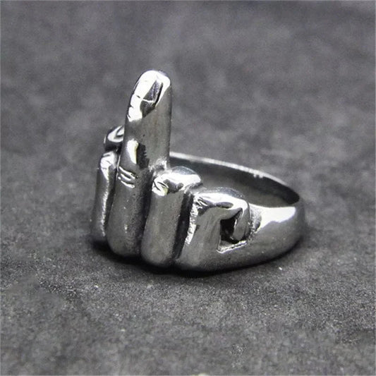 Middle Finger - Titanium Steel Ring For Men (Size 17-21- 24)