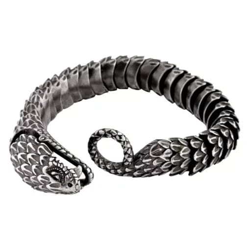 SERPENT - 14mm Pure Titanium Steel Bracelet, Bracelet with hook buckle for Men & Boy (8inch)