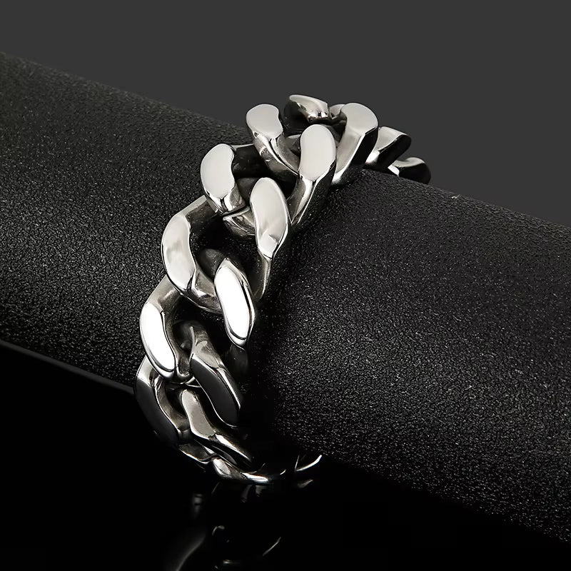 SKULL KING BRACELET - 20mm Pure Titanium Steel Bracelet, Heavy Biker Bracelet for Men & Boy (8inch)