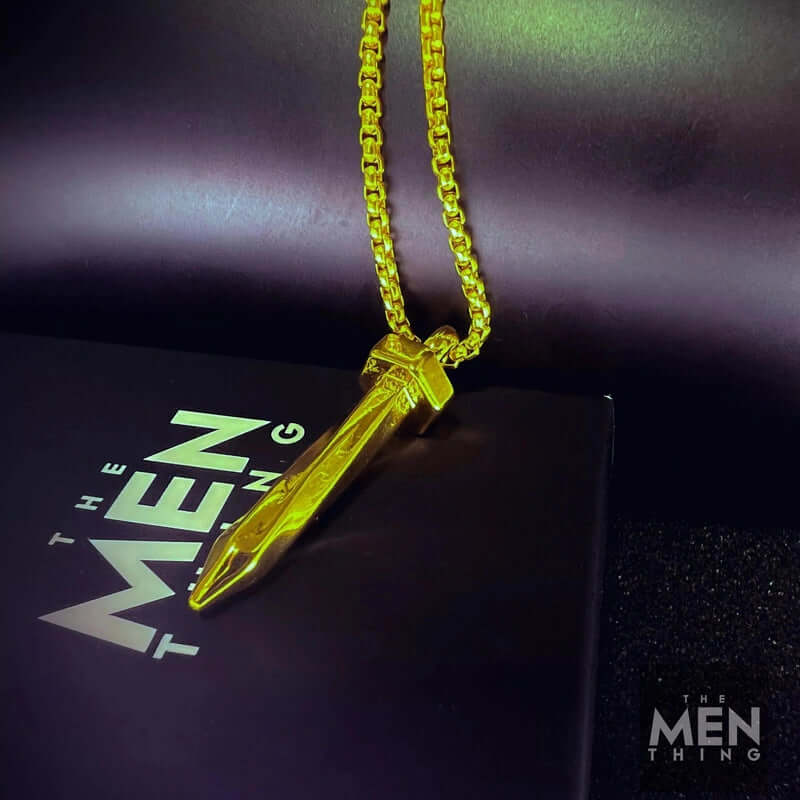 THE MEN THING Alloy Gold Nails Pendant with Pure Stainless Steel 24inch Chain for Men, European trending Style - Round Box Chain & Pendant for Men & Boy