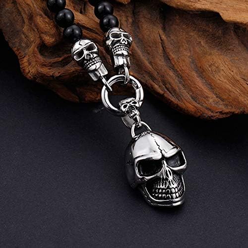 Skull dangle long necklace with black iridescent beads – gwendolyn and  oliver