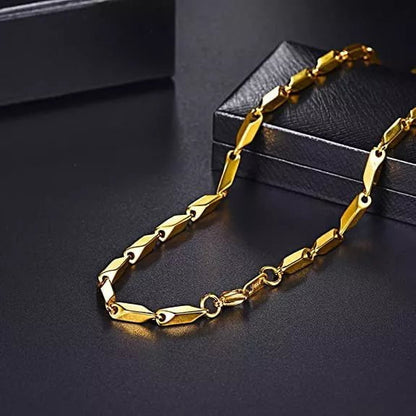 THE MEN THING Pure Stainless Steel Gold Rice Chain 20inch - European Trending Style - Necklace for Men & Boy