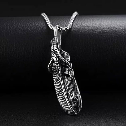 Claw Leaf - Alloy Pendant With Pure Stainless Steel 24Inch Round Box Chain For Men European Trending