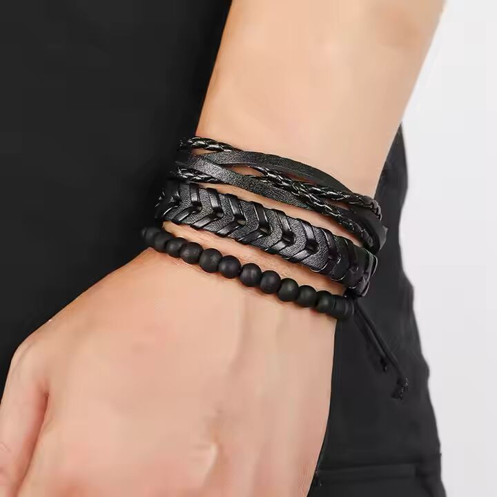 VENOM CUFF - Multi-layer Genuine Braided Leather Bracelet Set for Men & Boys (8 inch)