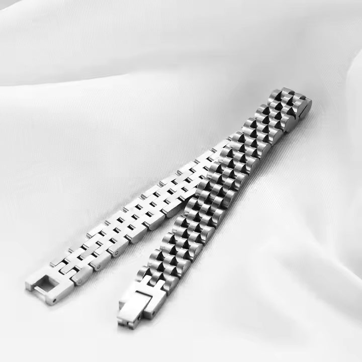 SILVER GRID BRACELET - 8mm Pure Silver Titanium Stainless Steel Bracelet, Silver Chain Bracelet for Men & Boy (8inch)