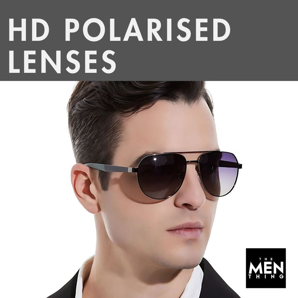 2148 - EBON OCTAGON - HD Polarised Sunglasses for Men - UV400 Protection, Stainless Steel Frame - Gradual Brownish