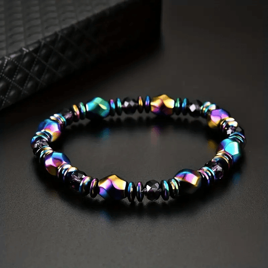 SPECTRA MULTICOLOR  - Beads Bracelet with Natural Stone - "7" inch Stretch Bracelet for Men & Boys