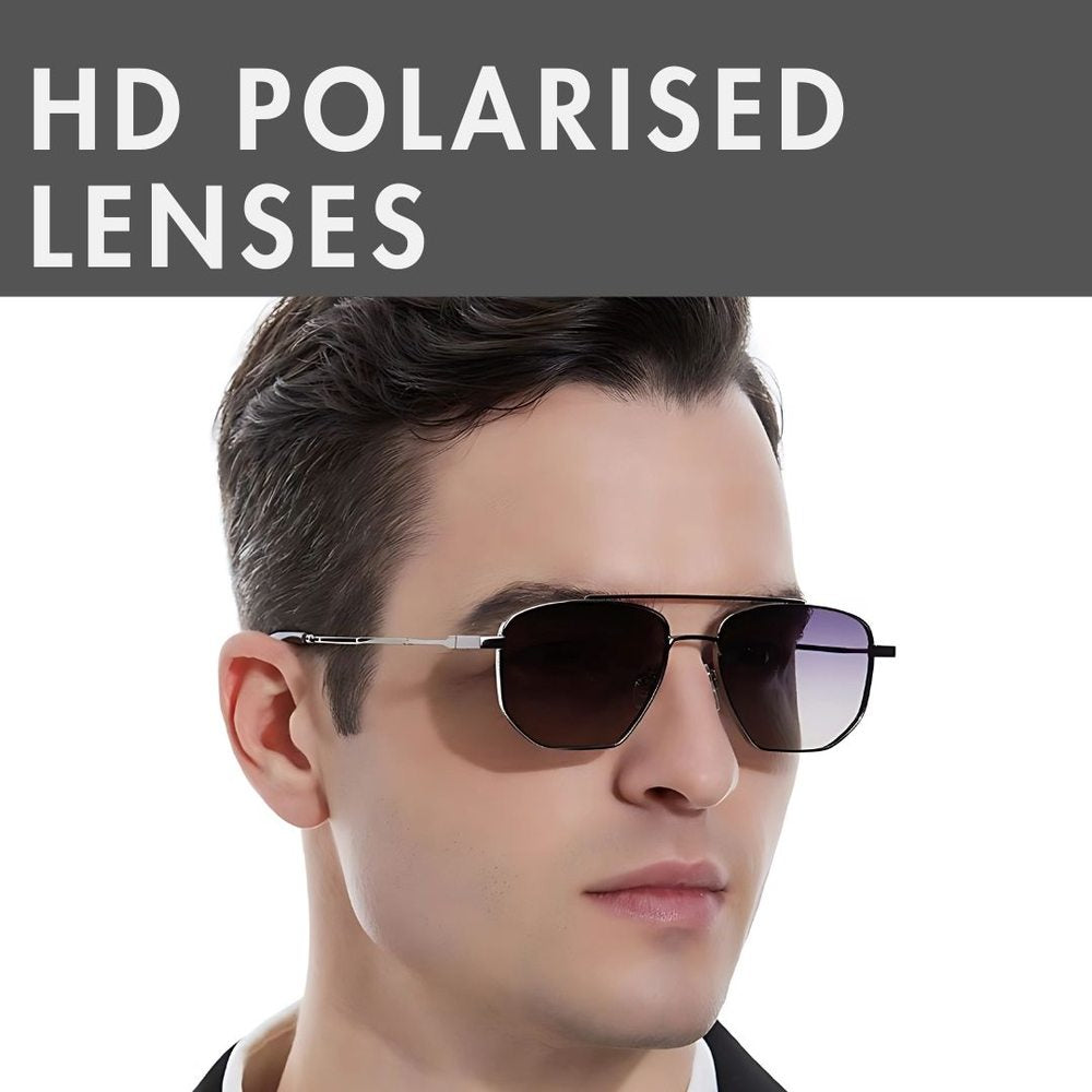 2165 - RAVEN VISION - HD Polarised Sunglasses for Men - UV400 Protection, Stainless Steel Frame - Gradual Gray