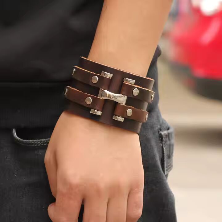 WARFORGE BROWN BAND - Genuine Braided Leather Bracelet Set for Men & Boys (8 inch)