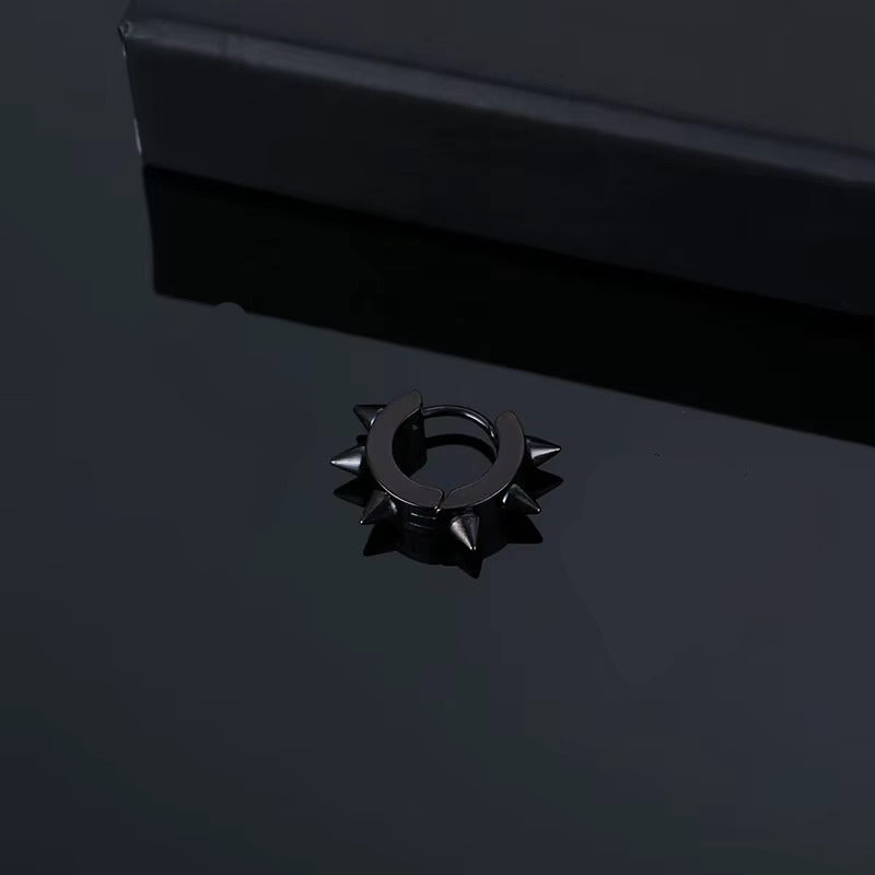 SPYRAL BLACK - Titanium Steel Stud Earrings for Men & Boys