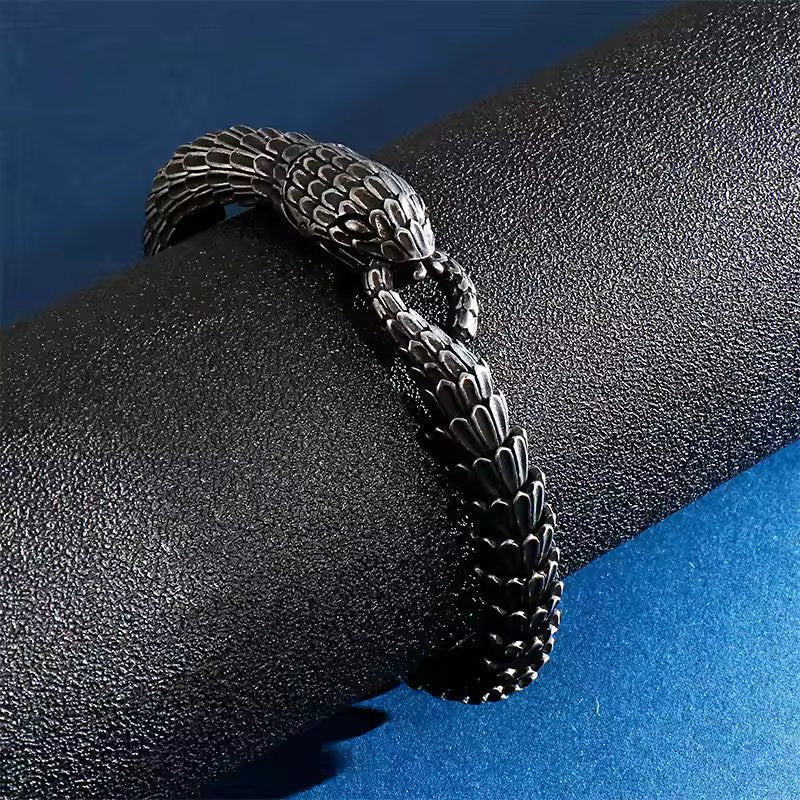 TALONS - 10mm Pure Titanium Steel Gun Plated Black Color Bracelet with Hook Buckle for Men & Boy (8 inch)