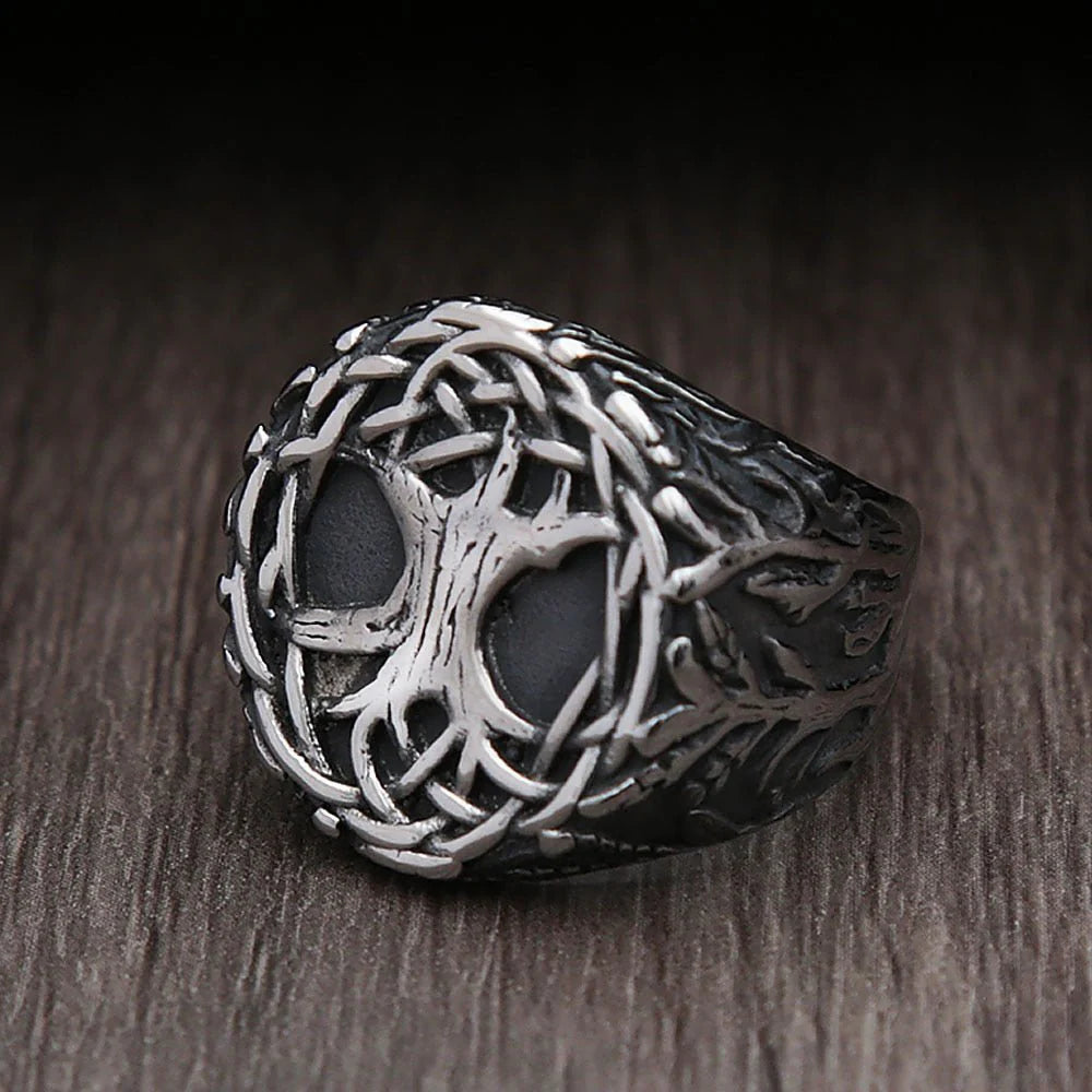 VIKING YGGDRASIL SILVER - Titanium Steel Ring for Men & Boys (Size : 22)