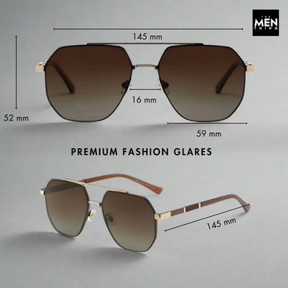 2114 Stellar Angles -  Geometric Aviator Style - HD Polarised Sunglasses for Men - UV400 Protection, Stainless Steel Frame