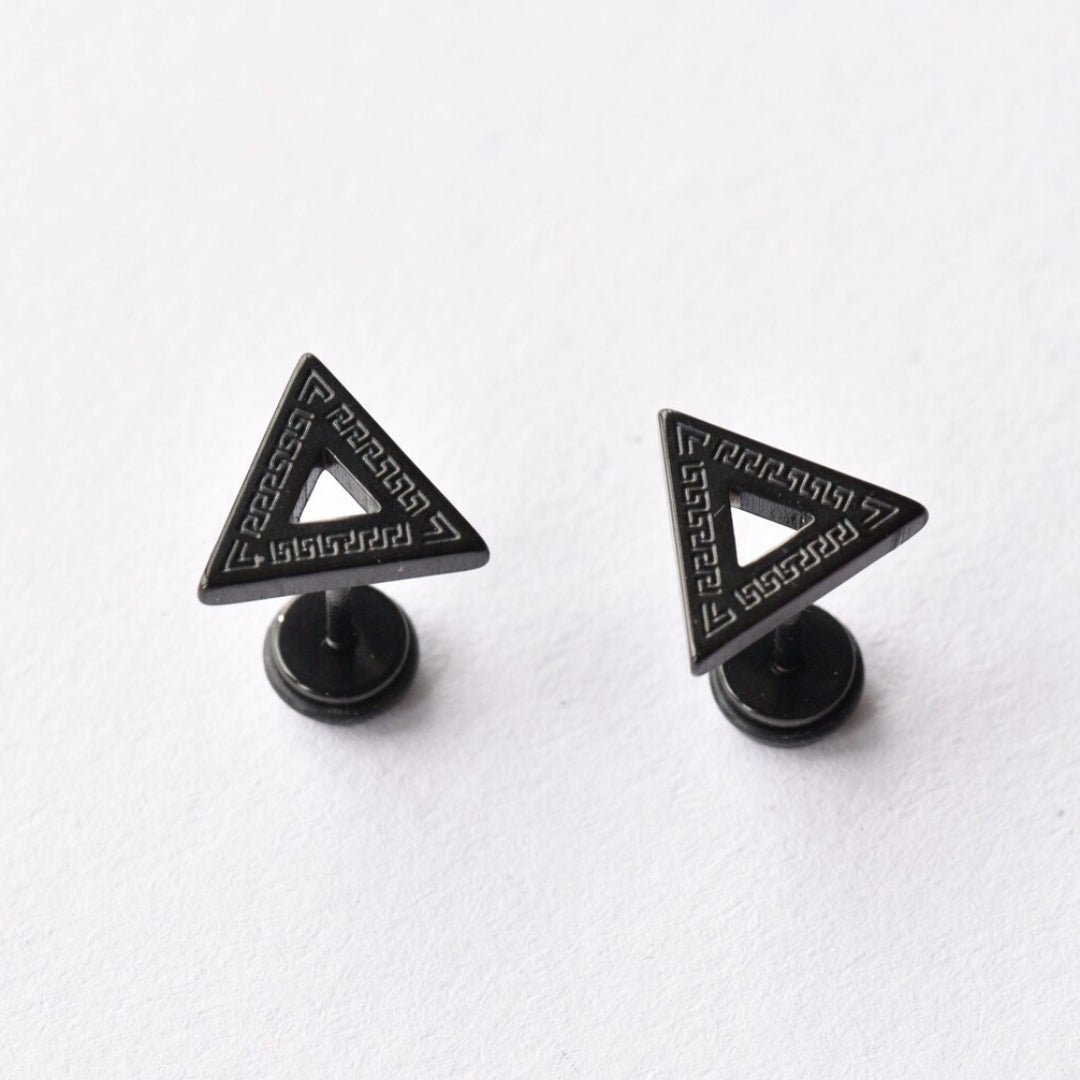 TRINITY TWIST BLACK - Pure Titanium Steel Piercing Ear Earrings for Men & Boys