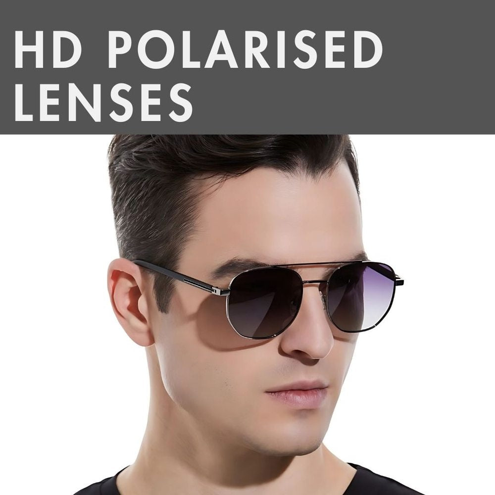 2141 - COBALT GLEAM - HD Polarised Sunglasses for Men - UV400 Protection, Stainless Steel Frame - Matt Black