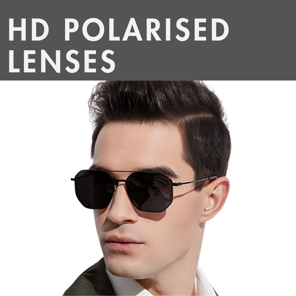 2131 - COSMIC FADE - HD Polarised Sunglasses for Men - UV400 Protection, Stainless Steel Frame - Gun Gradual Grey