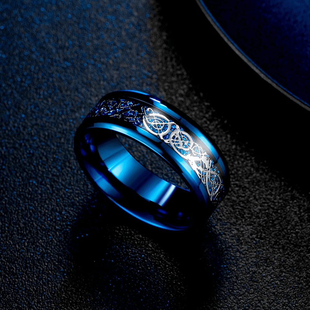 DRACONIC BLUE - Titanium Steel Ring for Men and Boys (Size-22)