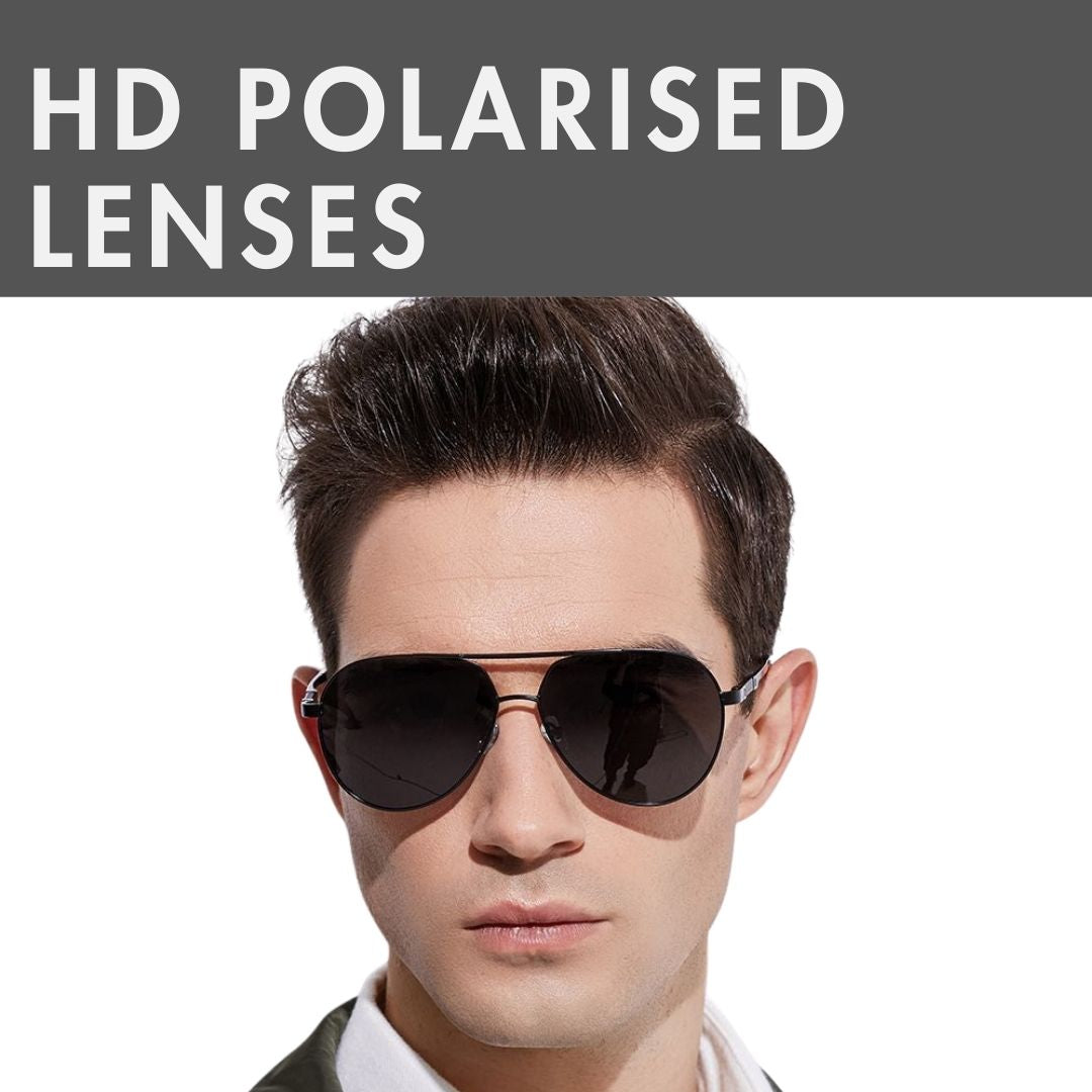 2107 SOLAR CREST - Aviator Style - HD Polarised Sunglasses for Men - UV400 Protection, Stainless Steel Frame