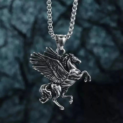 THE MEN THING Alloy Pegasus Pendant with Pure Stainless Steel 24inch Chain for Men, European trending Style - Round Box Chain & Pendant for Men & Boy