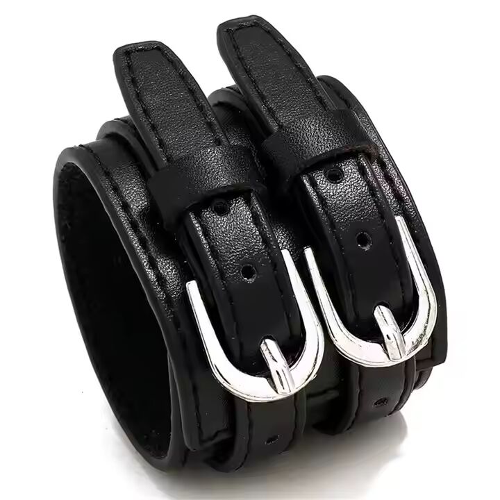 BLACK ABYSS - Genuine Braided Leather Bracelet Set for Men & Boys (8 inch)