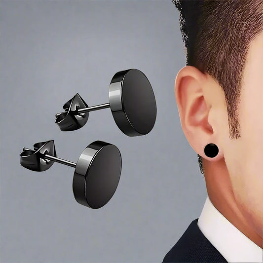 ORBIT BLACK - Pure Titanium Steel Piercing Ear Earrings for Men & Boys