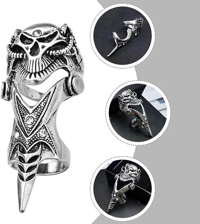 THE MEN THING REDEYEGON - Gothic Adjustable Knuckle Joint Full Finger Ring  for Men & Boys : : Fashion