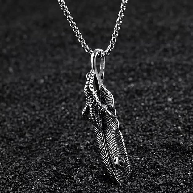 Claw Leaf - Alloy Pendant With Pure Stainless Steel 24Inch Round Box Chain For Men European Trending