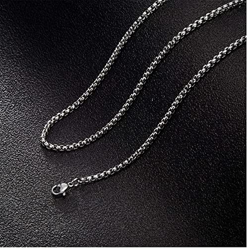 28 Inch Chain - ROUNDED BOX - 3mm Chain Stainless Steel