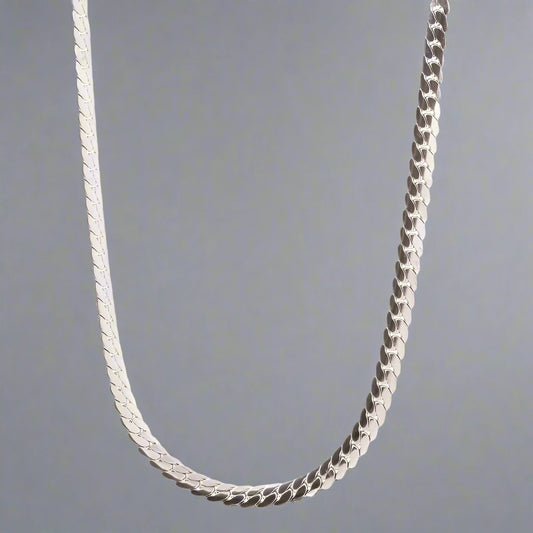 THE MEN THING Chain for Men - 6.2mm Flat Snake Chain Silver Stainless Steel 21.5inch for Men & Boys