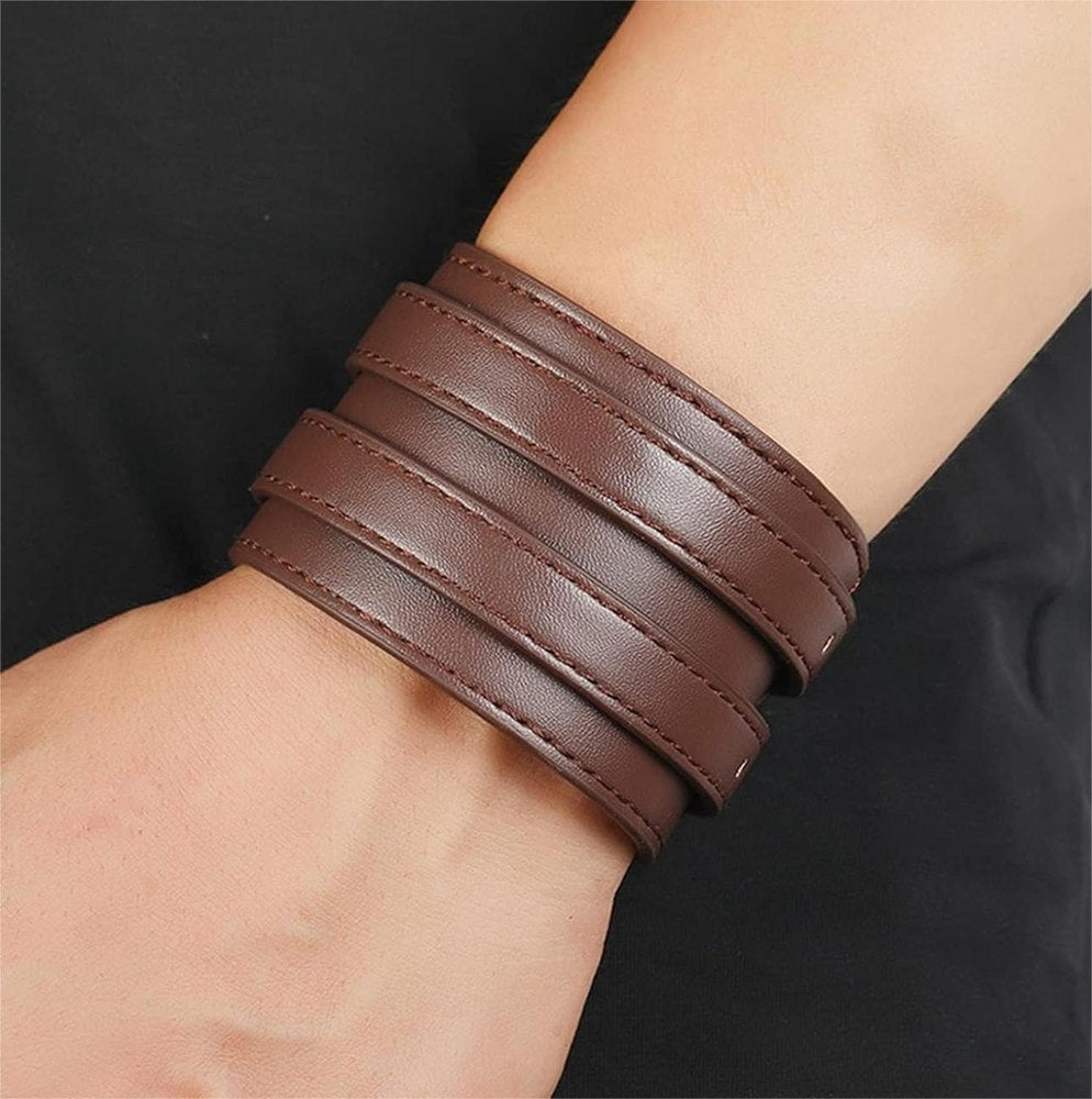 DUSKFANG STRAP BROWN - Genuine Braided Leather Bracelet Set for Men & Boys (8 inch)