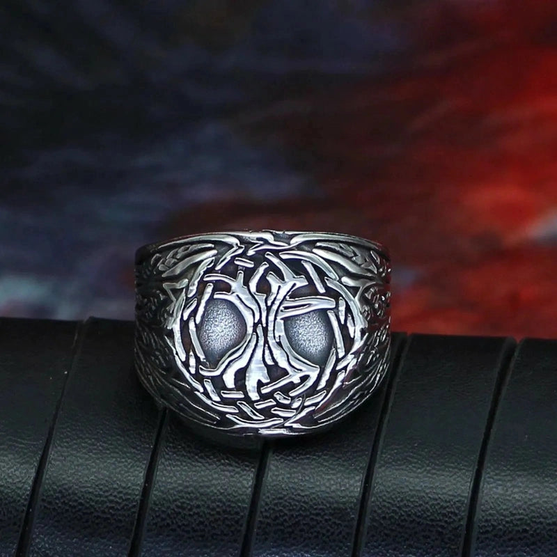 VIKING YGGDRASIL SILVER - Titanium Steel Ring for Men & Boys (Size : 22)