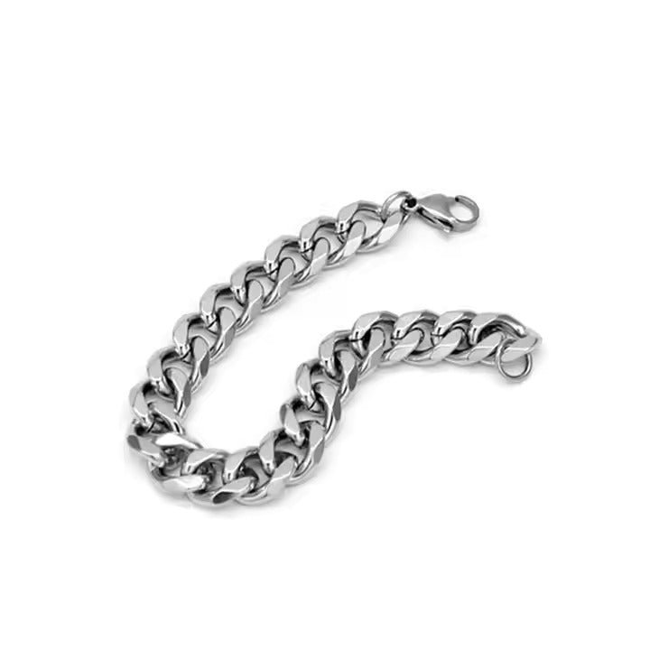 CLASSIC CURB CHAIN BRACELET - 10m Pure Titanium Steel Bracelet with Magnetic Buckle for Men & Boy (8 inch)