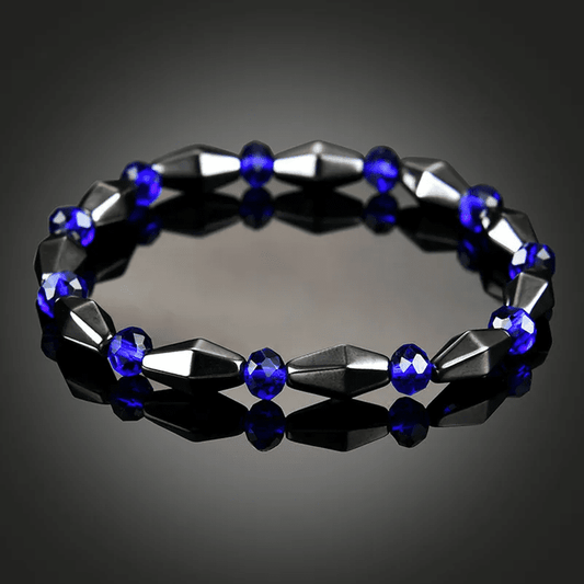 CONE SHAPE BLUE  - Beads Bracelet with Natural Stone - "7" inch Stretch Bracelet for Men & Boys