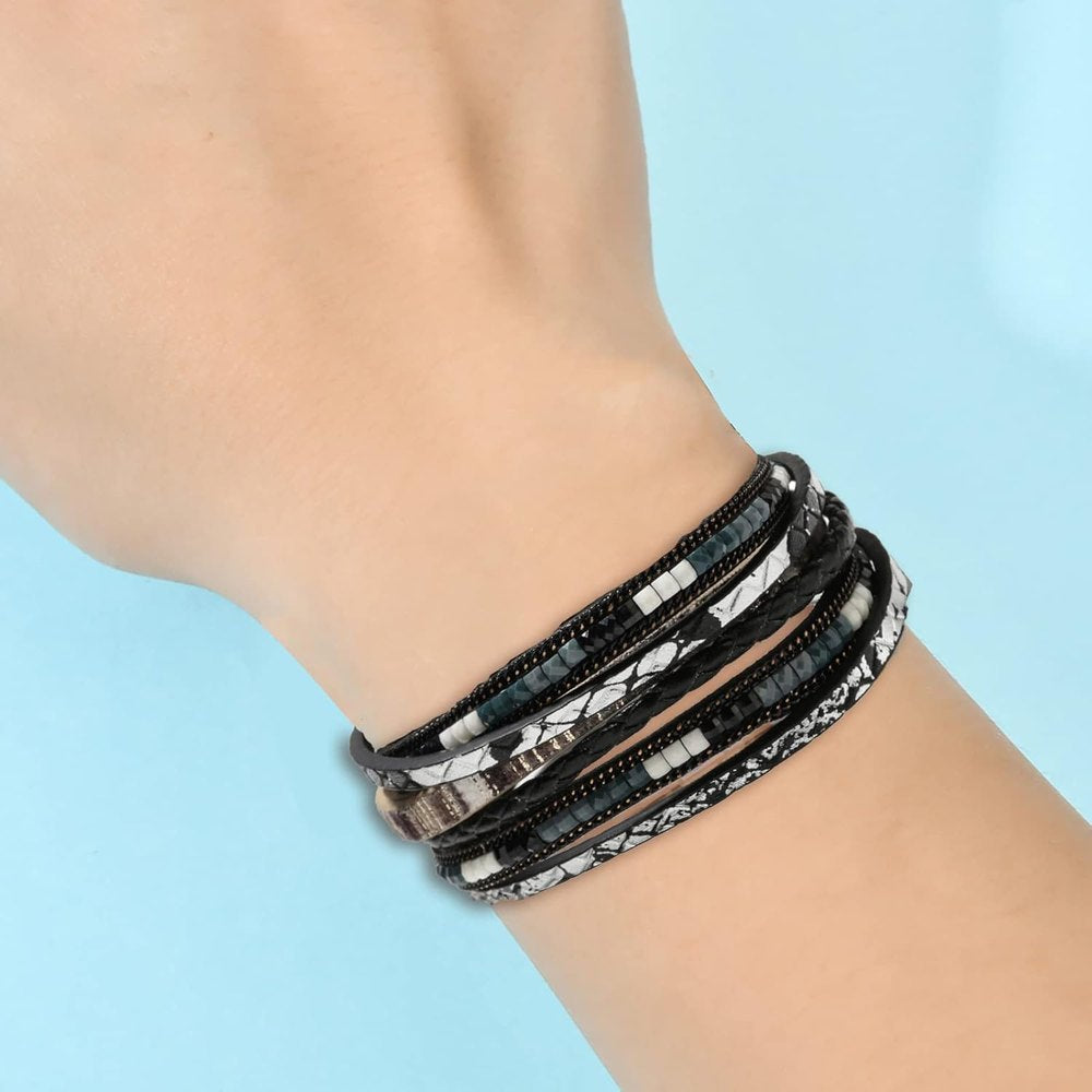 BOHEMIAN BLISS - Multiple Genuine Braided Leather Bracelet Set for Men & Boys (8 inch)