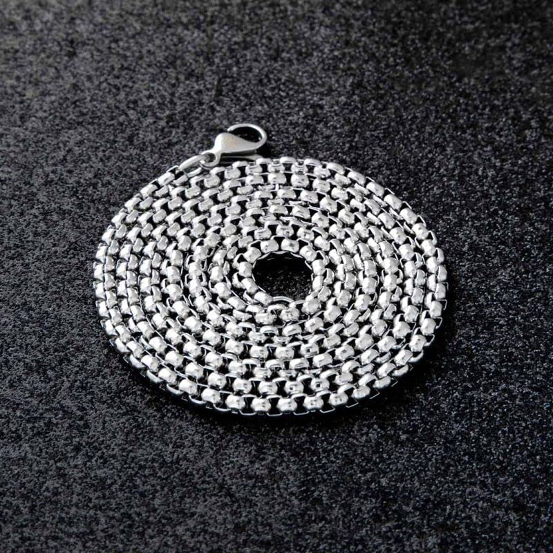 28 Inch Chain - ROUNDED BOX - 3mm Chain Stainless Steel