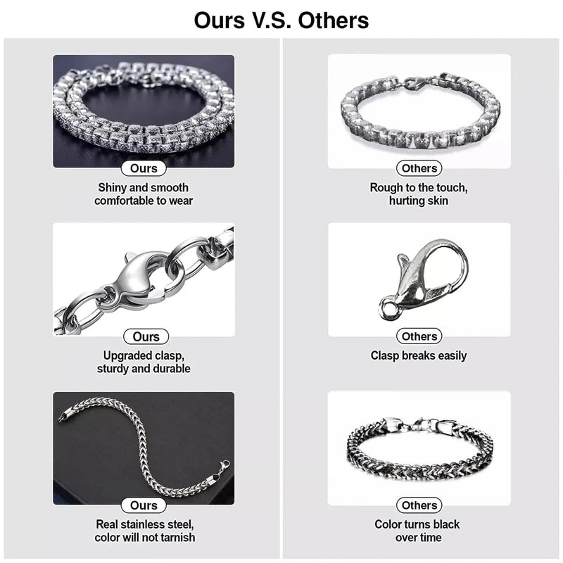 THE MEN THING Chain for Men - 6mm Cuban Curb Link Chain Silver Stainless Steel 21inch for Men & Boys