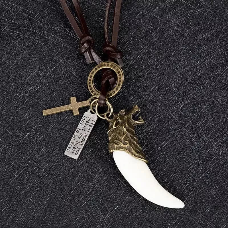 WHITE LOVE - Vintage Alloy Gold Wolf Fang Pendant with Adjustable Pure –  THE MEN THING