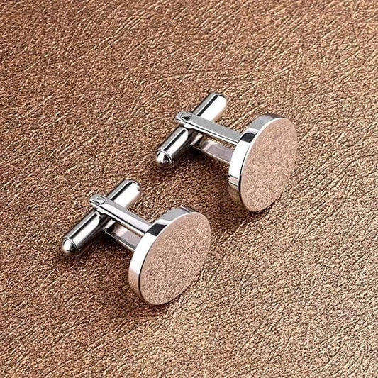 Classic Elegance - Silver Tone Titanium Steel Cufflinks For Men And Boys (Size 15Mm)