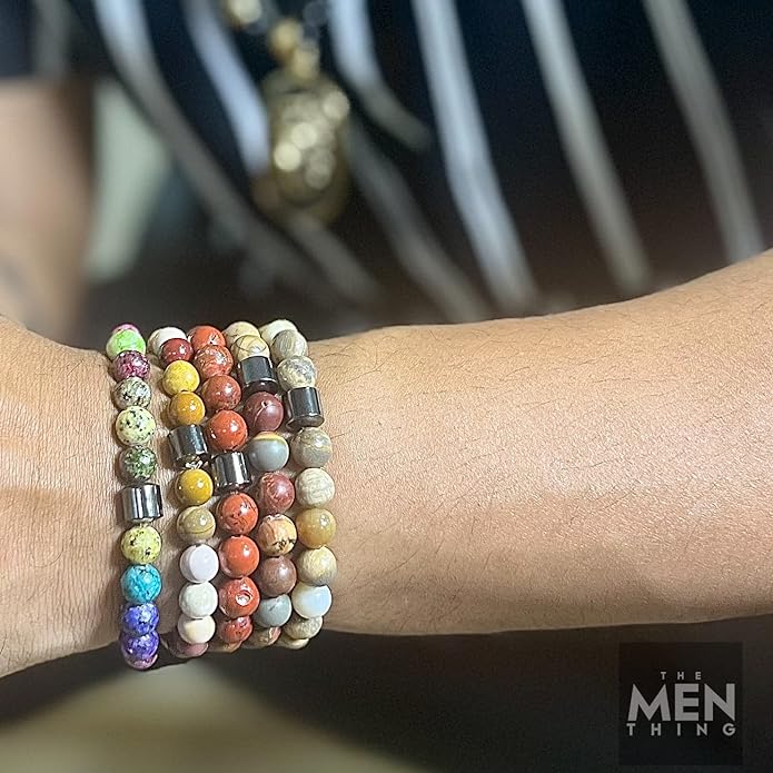 Azurite Rainbow - Beads Bracelet With Natural Stone 7 Inch Stretch Owyhee Bracelets