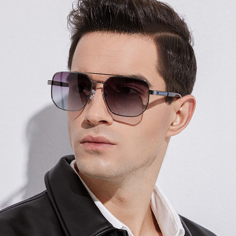 2125 - PRISM NOIR - HD Polarised Sunglasses for Men - UV400 Protection, Stainless Steel Frame - Gun Gradient Blue Grey