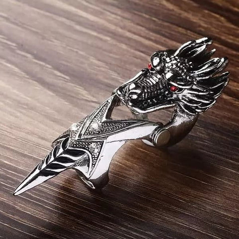 REDEYEGON - Gothic Adjustable Knuckle Joint Full Finger Ring for Men & Boys