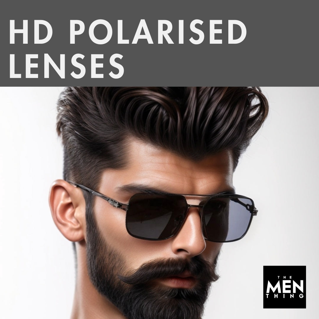 2164 Heritage - Square Aviator  Style - HD Polarised Sunglasses for Men - UV400 Protection, Stainless Steel Frame