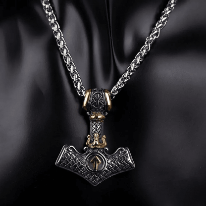 VIKING NORSE MJOLNIR GOLD  - Pure Titanium Steel Necklace with 24 inch Chain for Men & Boys
