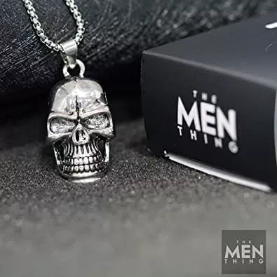 THE MEN THING Alloy Pendant with Pure Stainless Steel 24inch Chain for Men, American trending Style - Round Box Chain & Pendant for Men & Boy