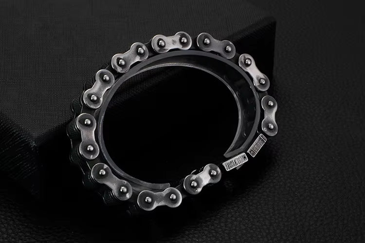 BIKER CHAIN BRACELET - 13mm Pure Titanium Steel Bracelet, Black Plated Antique Matt Finish Bracelet for Men & Boy (8inch)