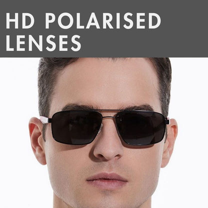 2174 ECLIPSE EDGE -   Square Aviator Style - HD Polarised Sunglasses for Men - UV400 Protection, Stainless Steel Frame