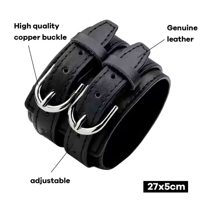 BLACK ABYSS - Genuine Braided Leather Bracelet Set for Men & Boys (8 inch)