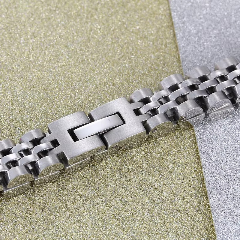 SILVER GRID BRACELET - 8mm Pure Silver Titanium Stainless Steel Bracelet, Silver Chain Bracelet for Men & Boy (8inch)