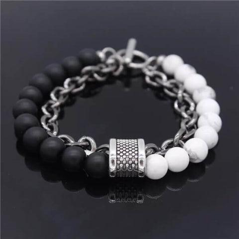 BEADFUSION వైట్ - పురుషుల కోసం సహజ పూసల బ్రాస్‌లెట్ - డబ్బు మాగ్నెట్ అవ్వండి - సహజ అగ్నిపర్వత రాయి రంగుల 7 చక్ర శక్తి స్ట్రెచ్ బ్రాస్‌లెట్ (8 అంగుళాలు)