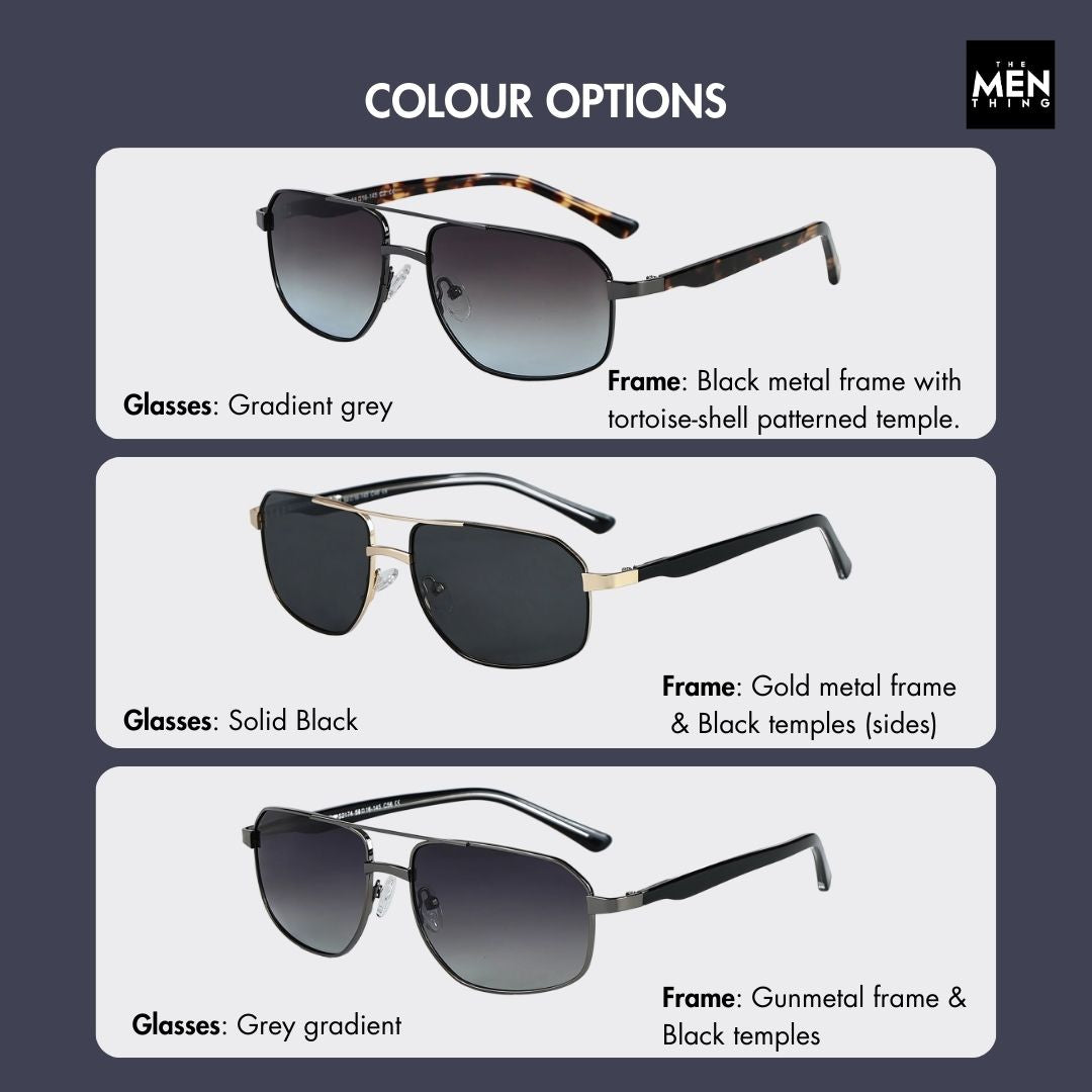 2174 ECLIPSE EDGE -   Square Aviator Style - HD Polarised Sunglasses for Men - UV400 Protection, Stainless Steel Frame